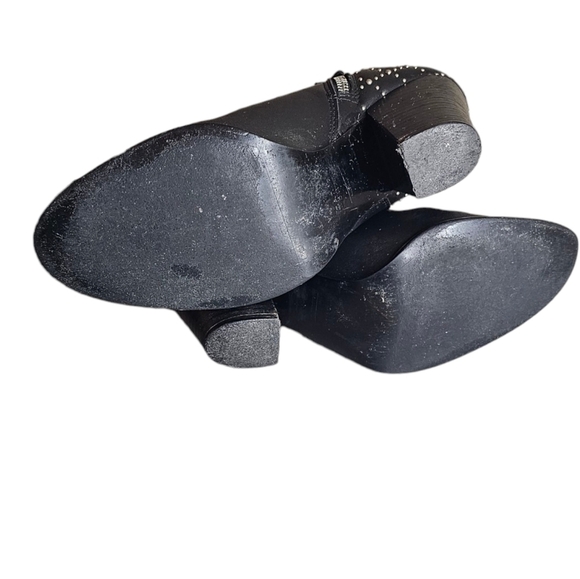 Zara black Studded Women's bootie Shoes 3.5" Chunk Heel Zipper Closure EU 39 - Picture 2 of 13